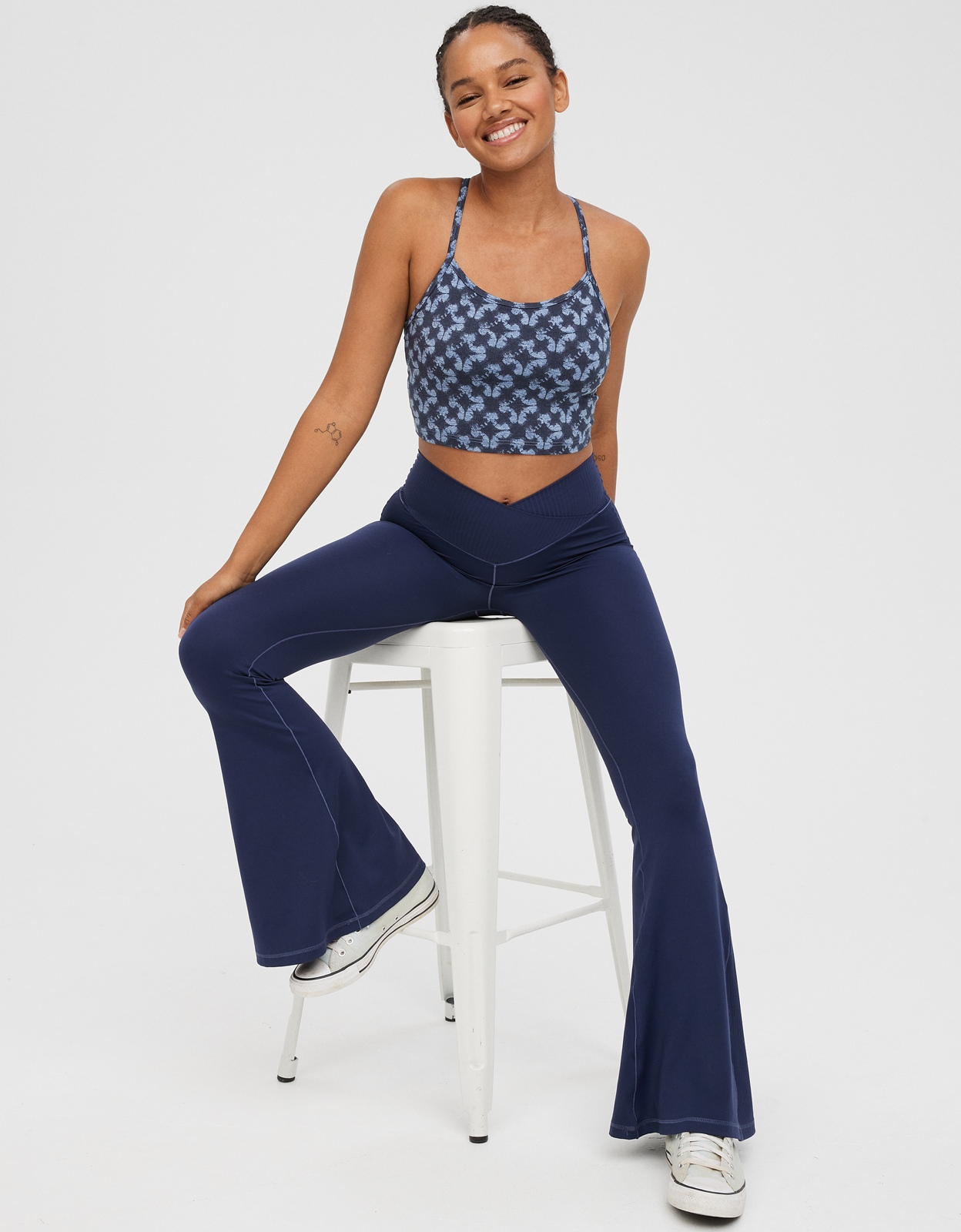 OFFLINE By Aerie Real Me High Waisted Crossover Rib Super Flare Legging