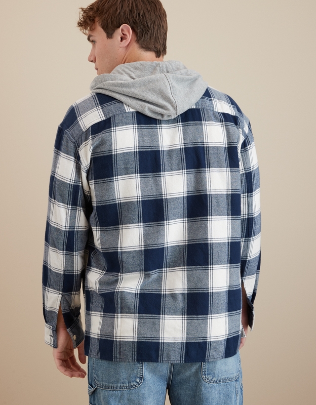 Shop AE Super Soft Hooded Flannel Shirt online