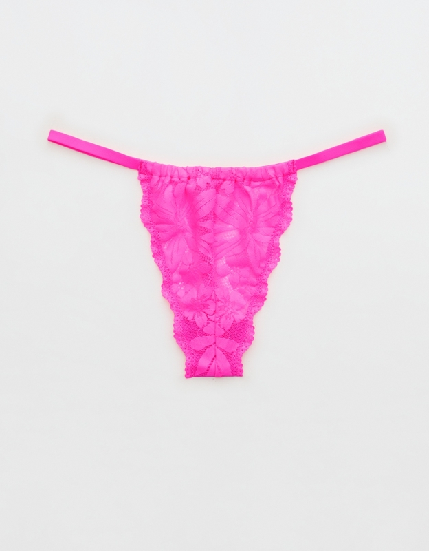Shop Aerie Hibiscus Lace Ruched String Thong Underwear online